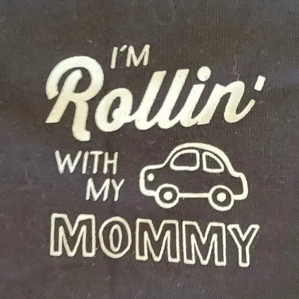 Carter's Black Baby Onesie - Rollin' with Mommy 18m NWT